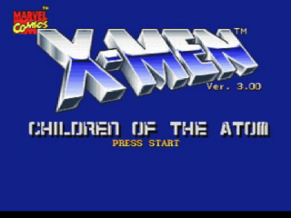 X-Men Children of the Atom title screen for Playstation